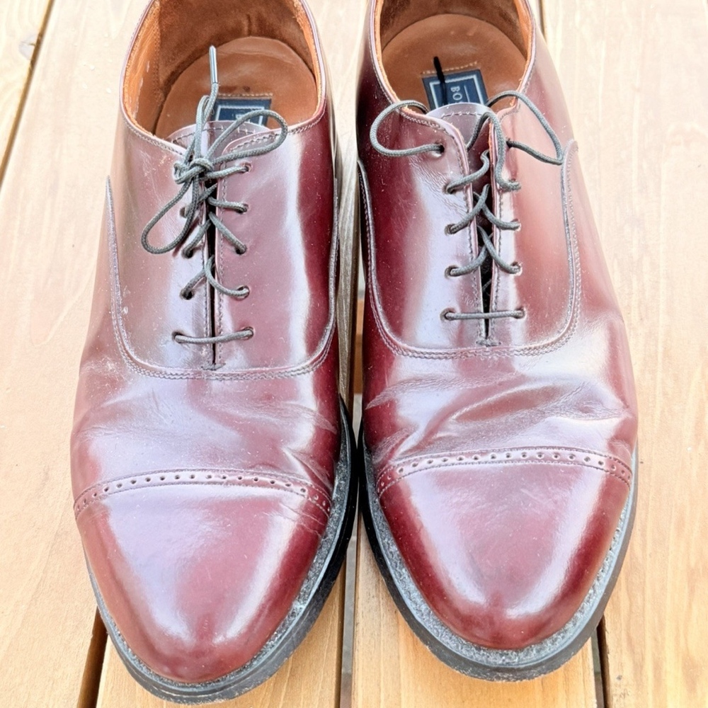 Bostonian Chestnut Brown Leather Dress Shoes Men 10 M First Flex Lace Up Oxford